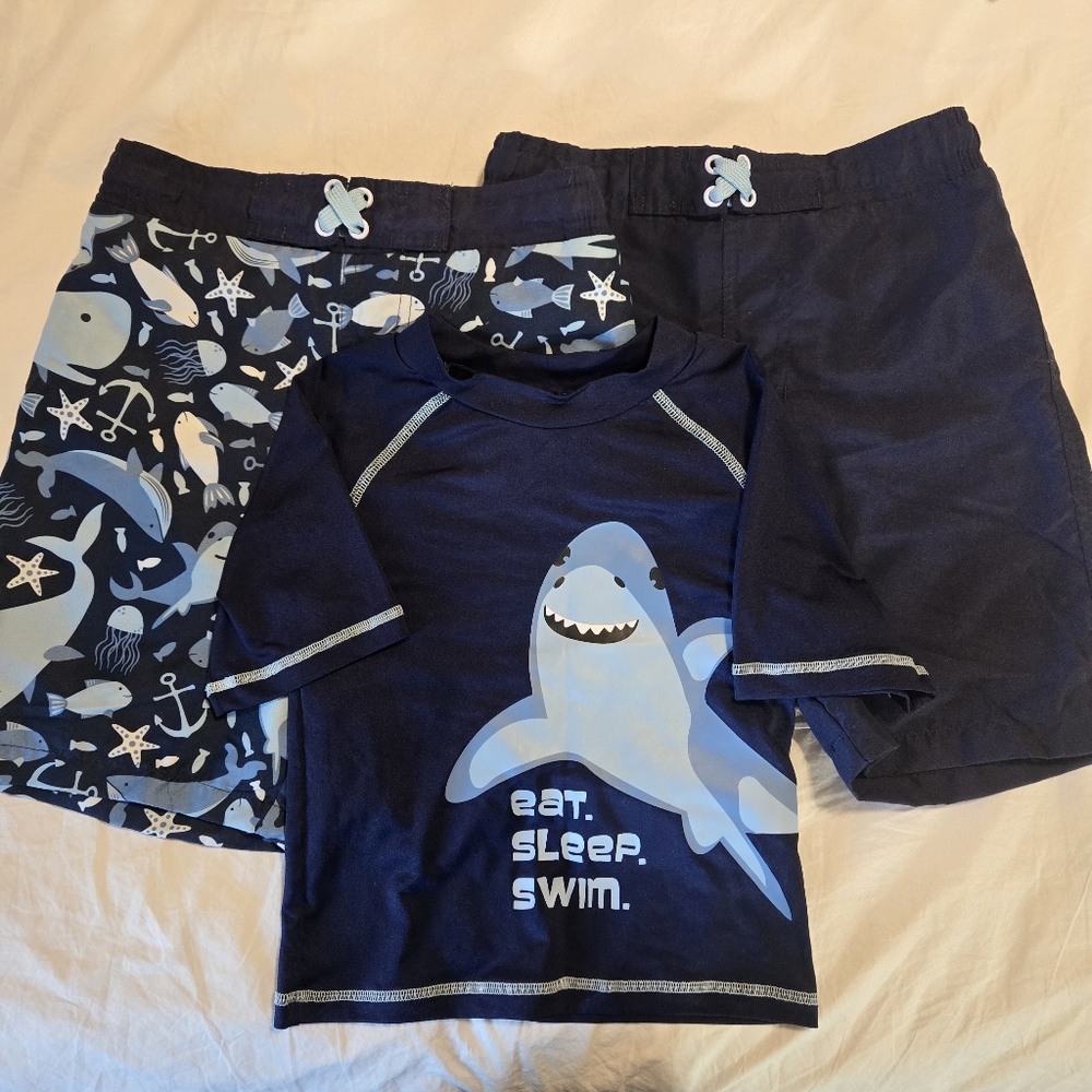 Lily & Dan blue shark 3 piece swim set